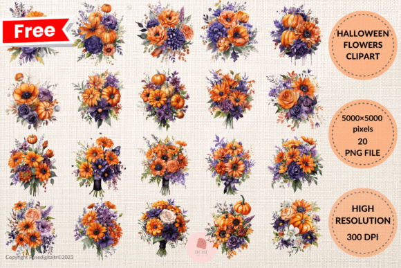 Download Free Halloween Flowers Clipart Bundle 4 - Premium Resources